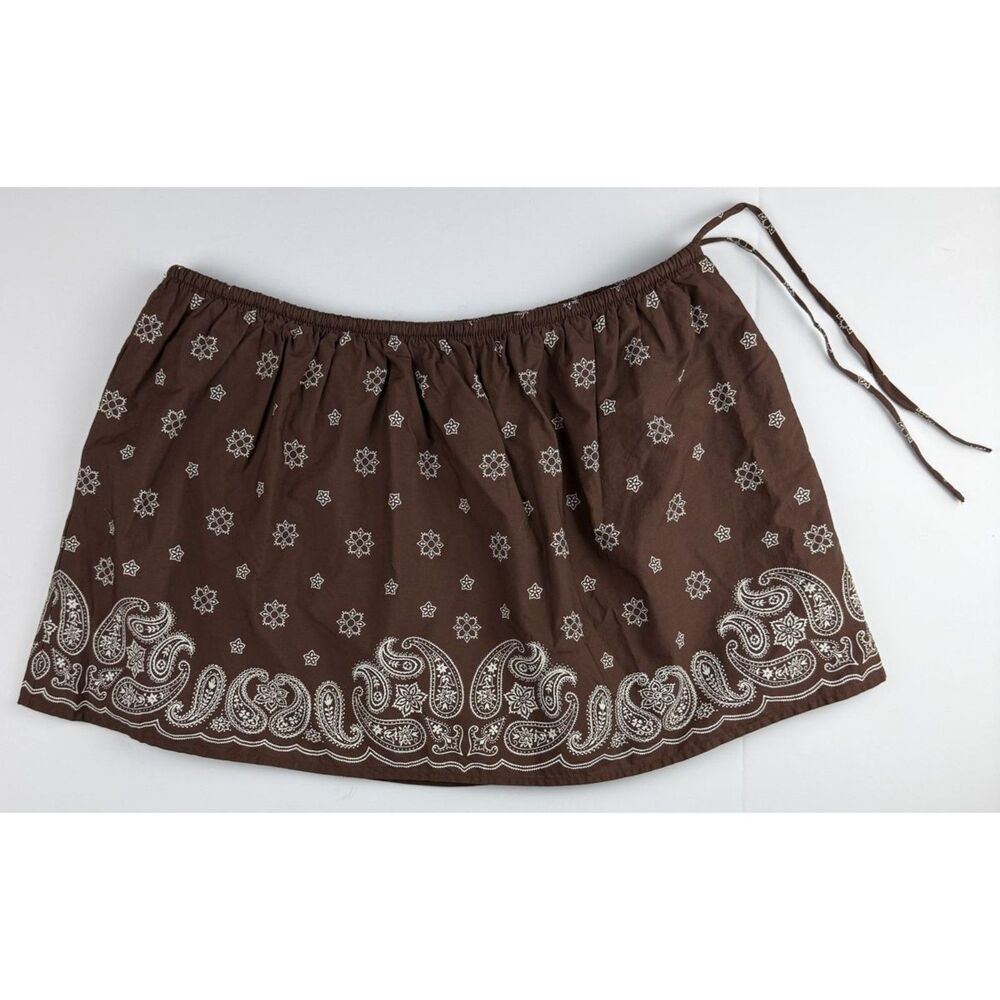 Aritzia Little Moon Cyprus Mini Skirt Cocoa Brown Bandana Paisley Print M NWT